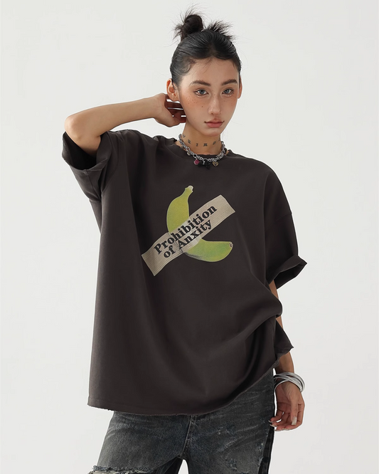 Banana Print Crew Neck T-Shirt ACS0253