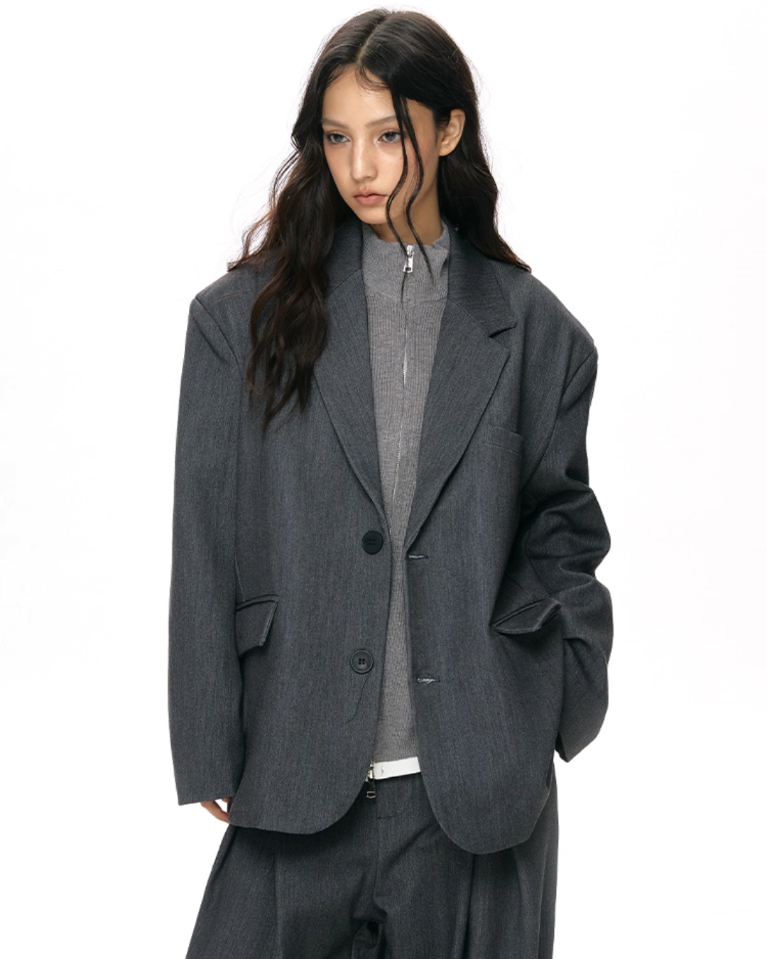 Textured Minimalist Blazer / Wide Pants VAT0018