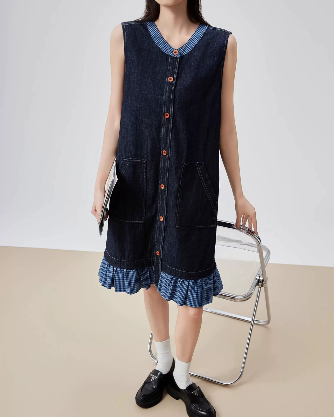 Gingham Check Sleeveless Mini Dress FER0280