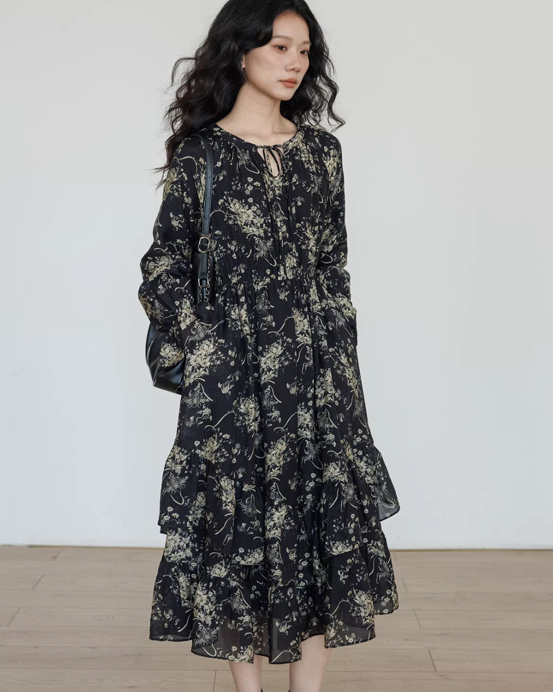 V-Neck Floral Vintage Shirt Dress VAS0192