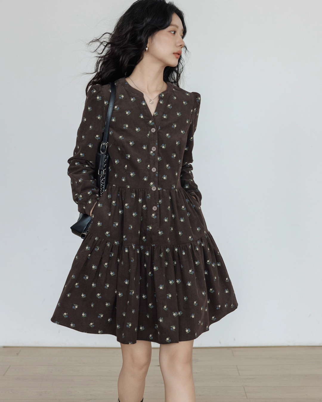 Small Floral Print Flare Dress VAS0163