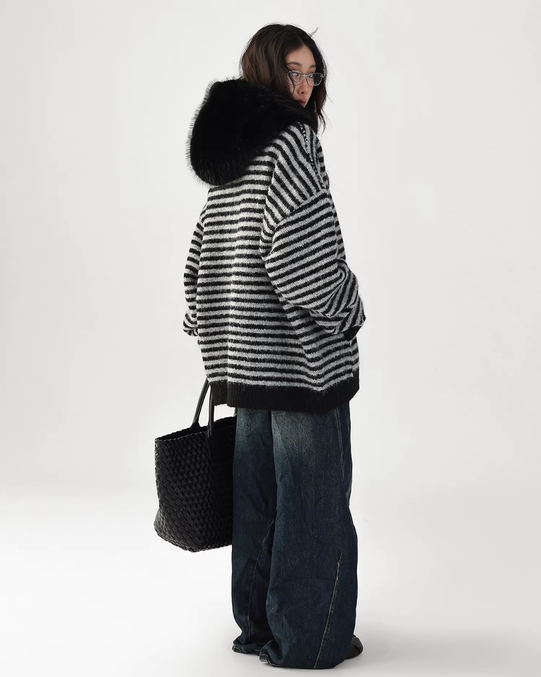 Striped Wool Loose Hoodie ACS0350