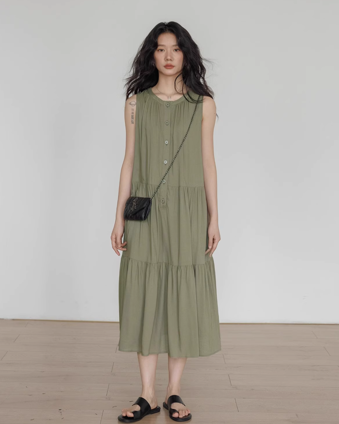 Tiered Gathered Long Dress VAS0119
