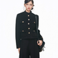 Black Gold Buckle Short Jacket / Black Casual Wide Pants WEO0069