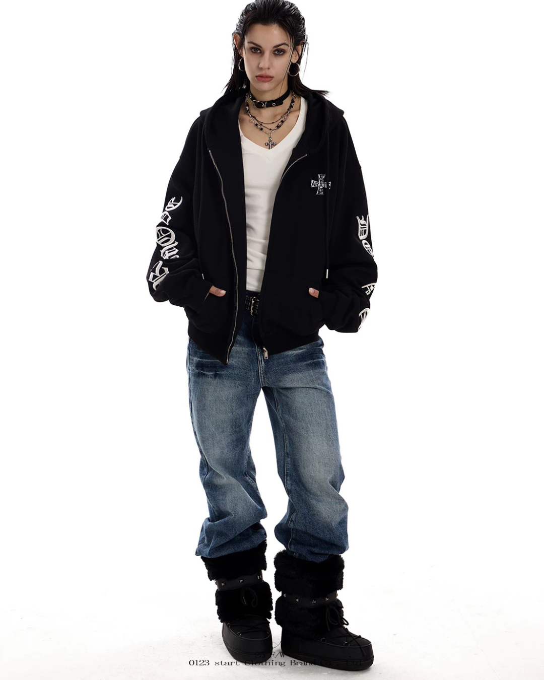Waffle Knit Hoodie Zip-up Jacket ZTS0016