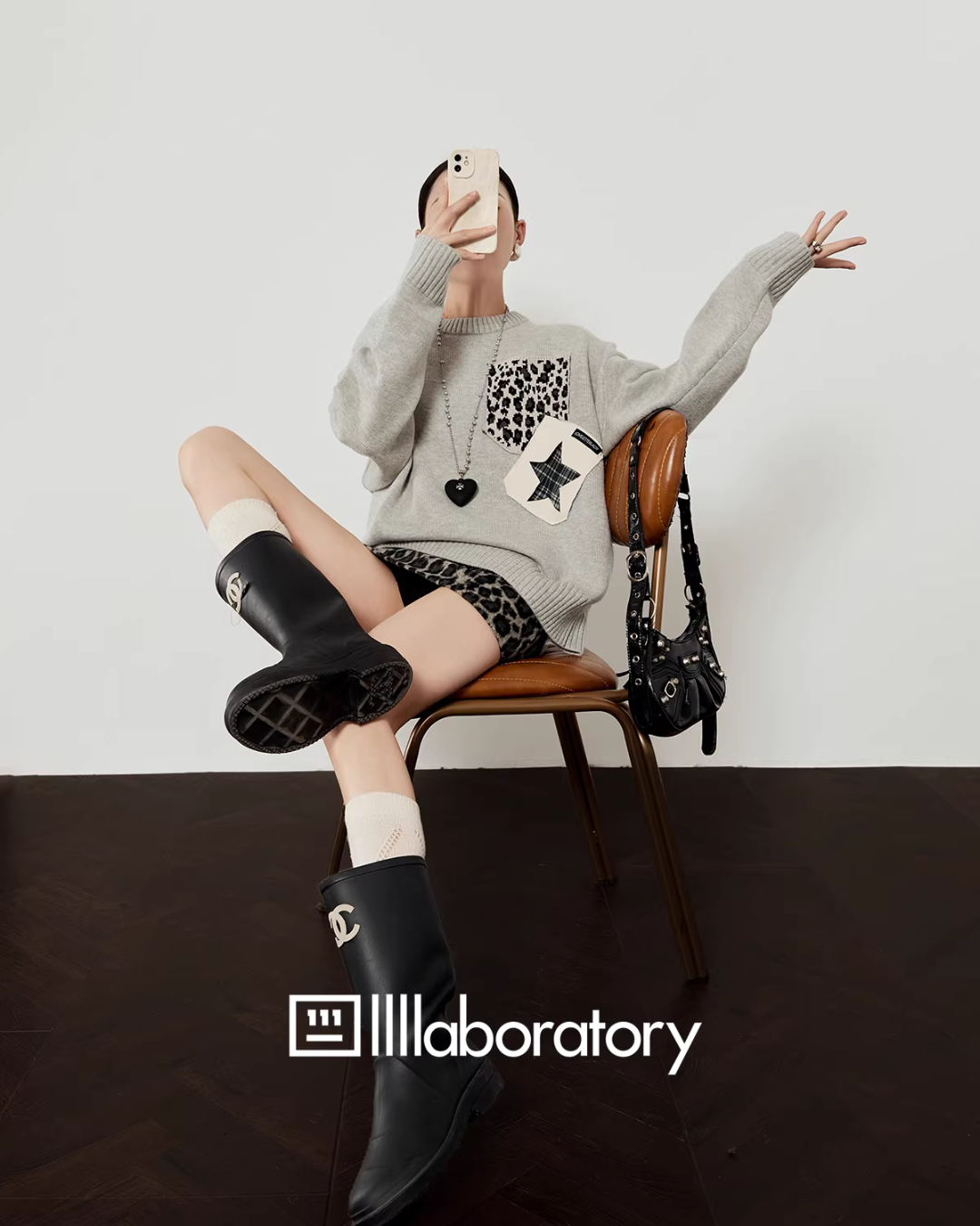 Leopard Round Neck Knit / Leopard Mini Skirt LLA0588