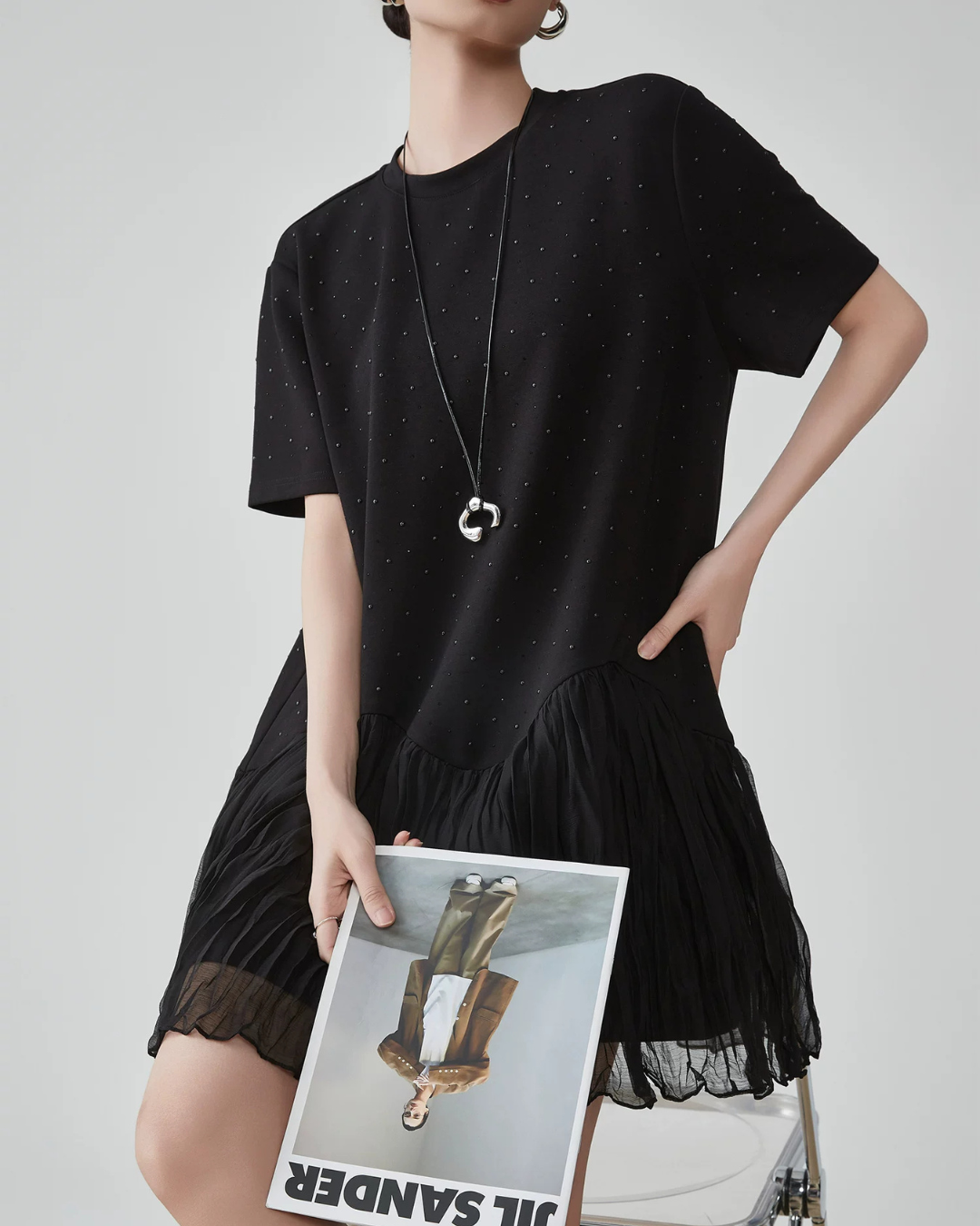 Pleated Docking Mini Dress FER0238