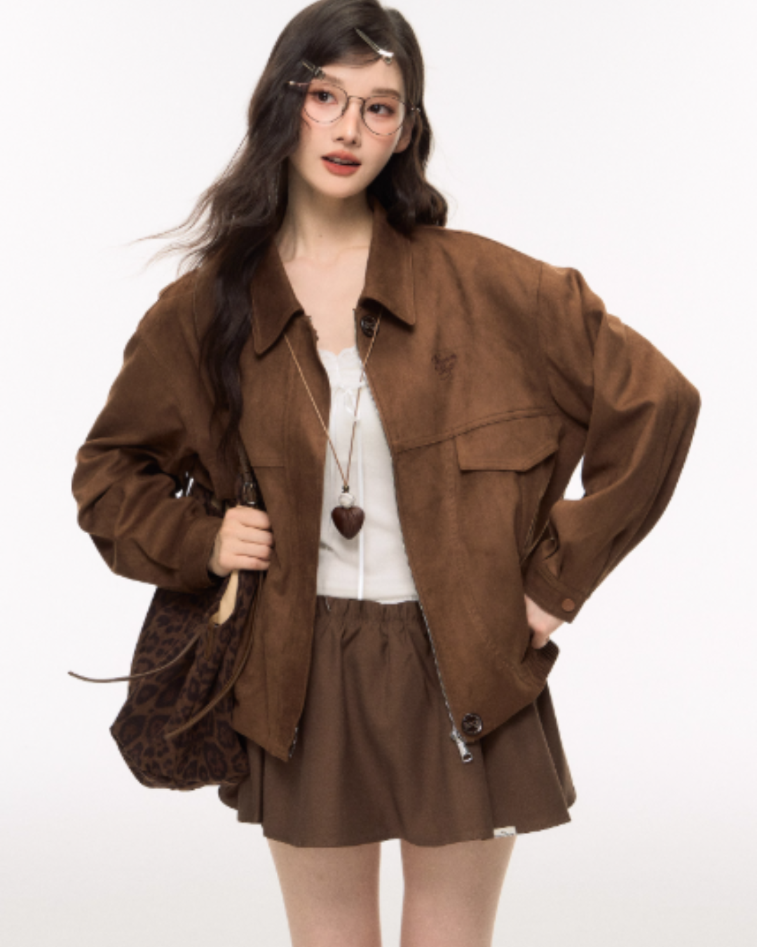 Retro Suede Jacket/Mini Tiered Skirt ELS0007