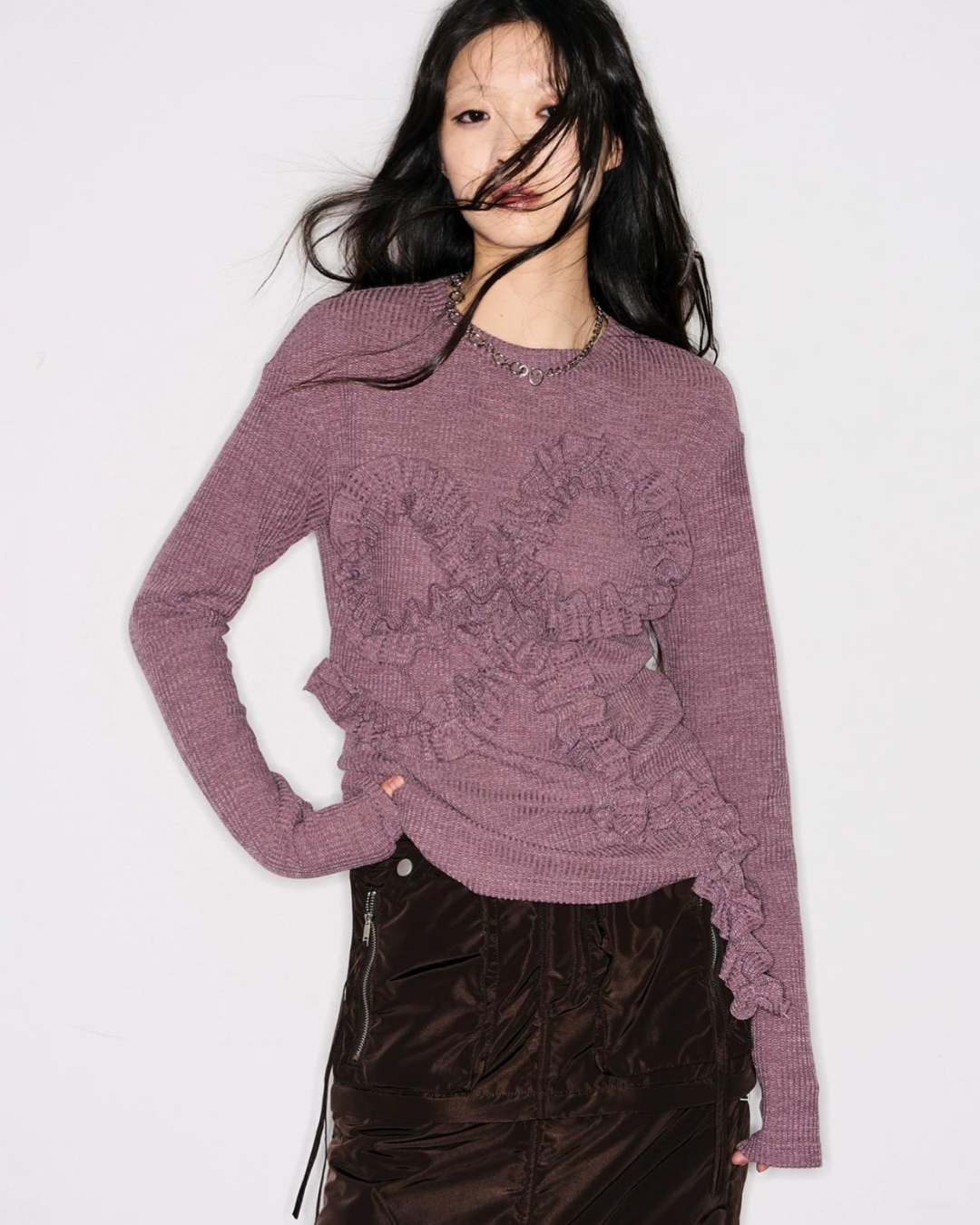 Ribbon Long-Sleeved Knit TKC0013