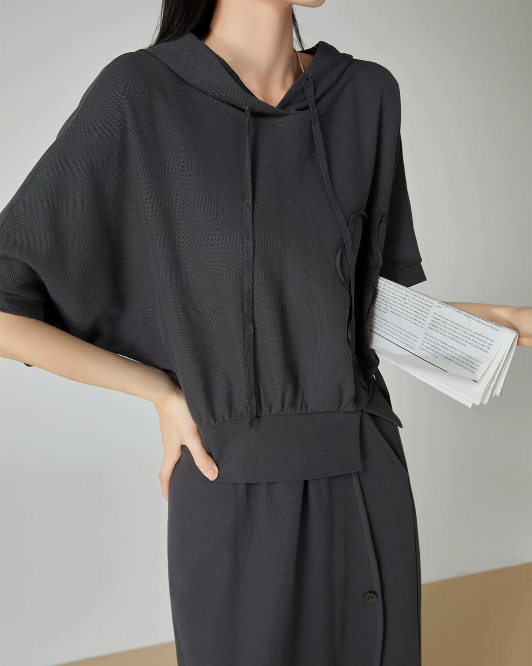 Short-Sleeve Sweatshirt Hoodie / Wrap Skirt FER0278