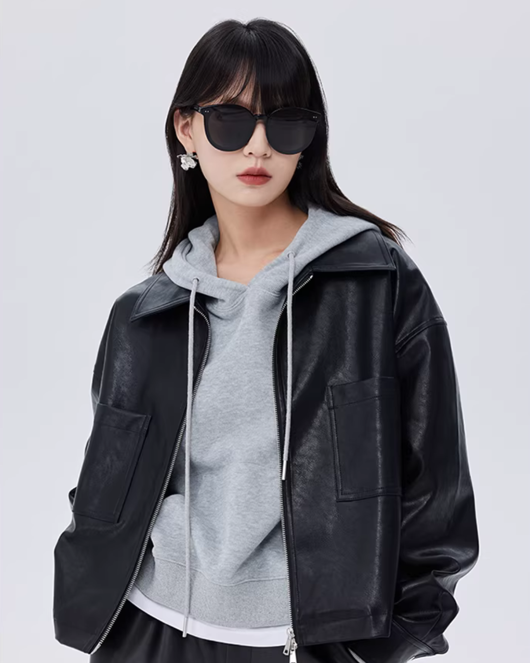 Drop Shoulder Leather Jacket SHN0020