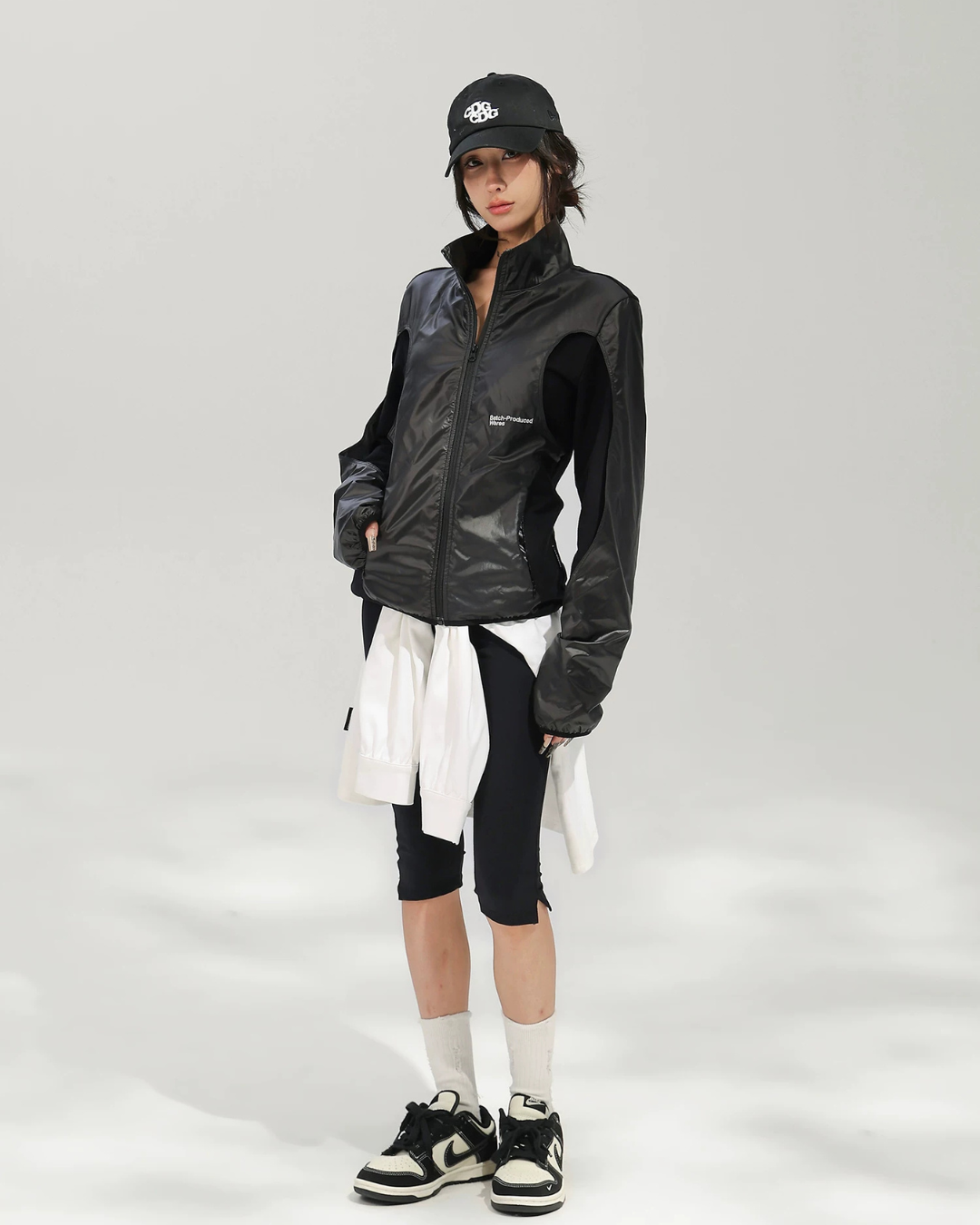 Mixed Material Zip-Up Tech Jacket ACS0386