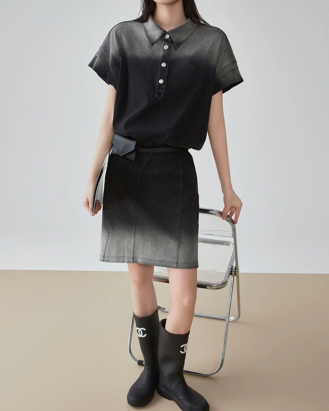 Gradient Polo Shirt Dress FER0156