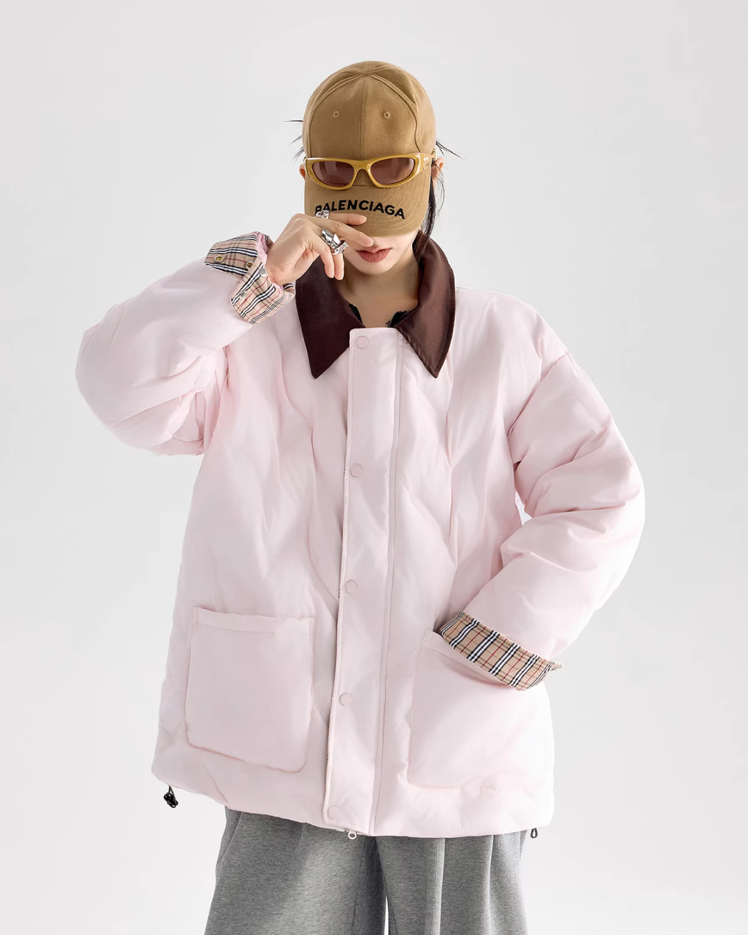 Color Block Collar Down Jacket ICM0108