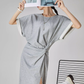 Gray Irregular Short-Sleeve Dress FER0049