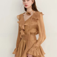 Ruffled Long-sleeve Top / Flared Mini Skirt DPY0076