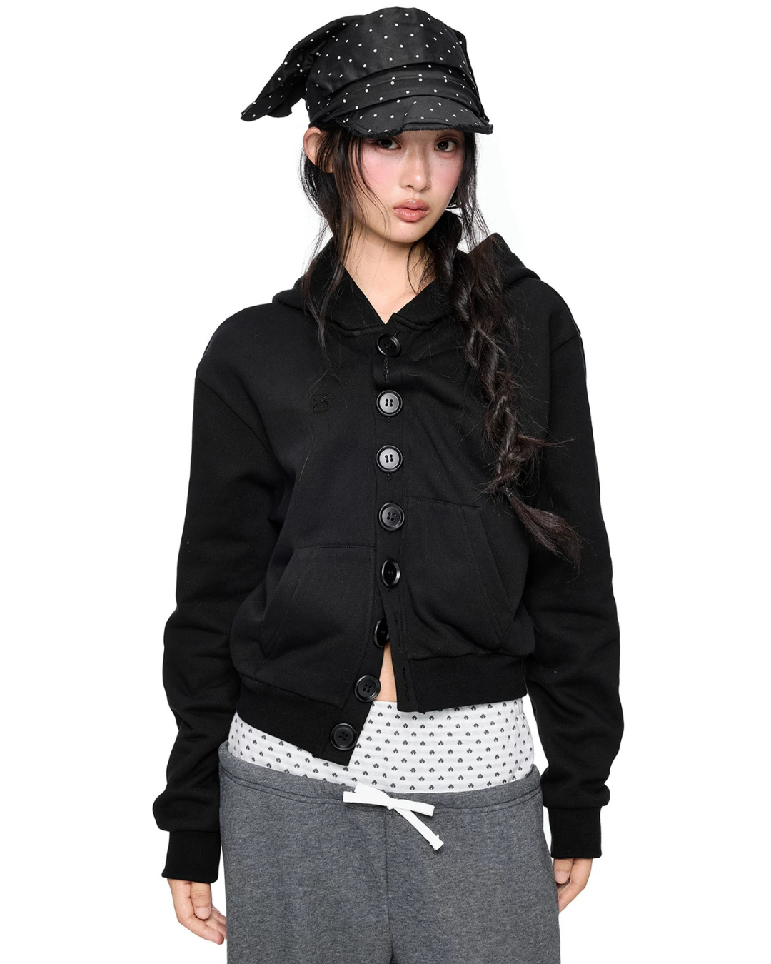 Multi-Button Short Hoodie Cardigan EZK0108