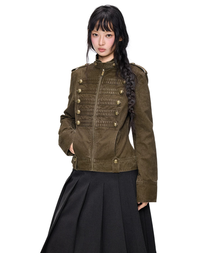 Double-Breasted Stand Collar Jacket EZK0111