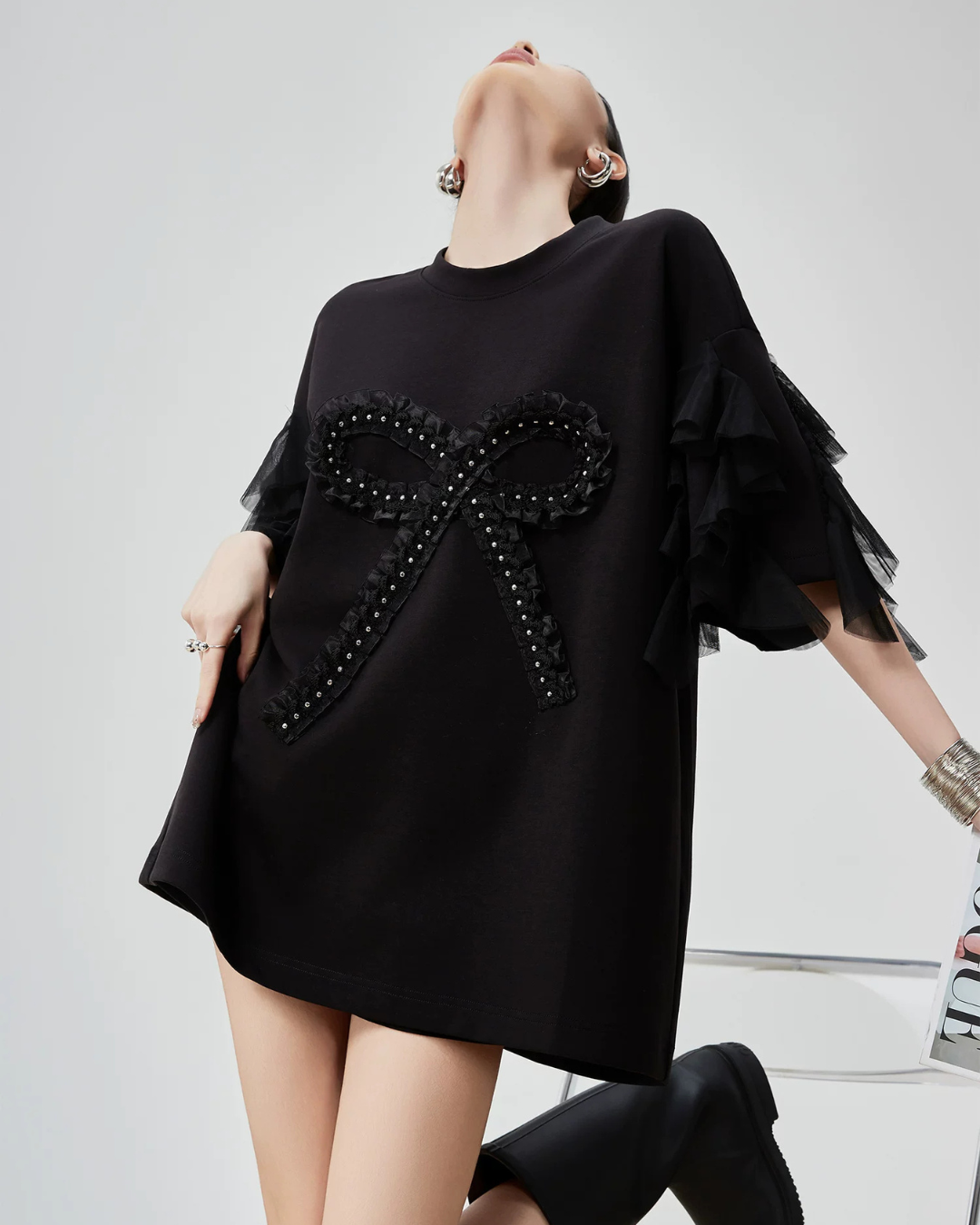 Ribbon & Tulle Frill T-Shirt FER0189