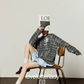 Black Striped 3D Blue Flower T-Shirt / Balloon Mini Skirt LLA0660