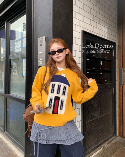 House Motif Knit Top DEM0007