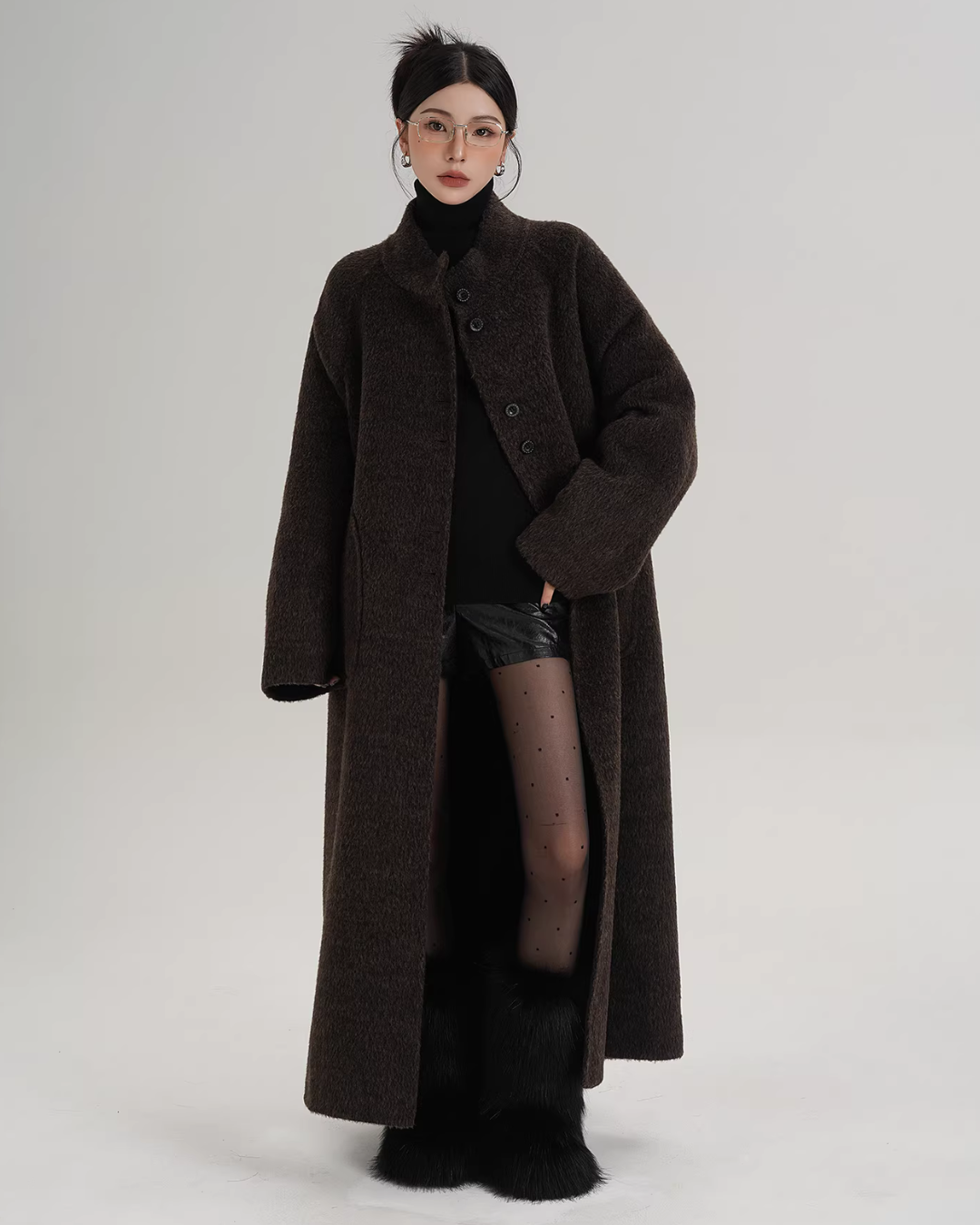 Mock Neck Long Coat SRS0407