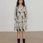 V-Neck Design Print Flare Dress VAS0003