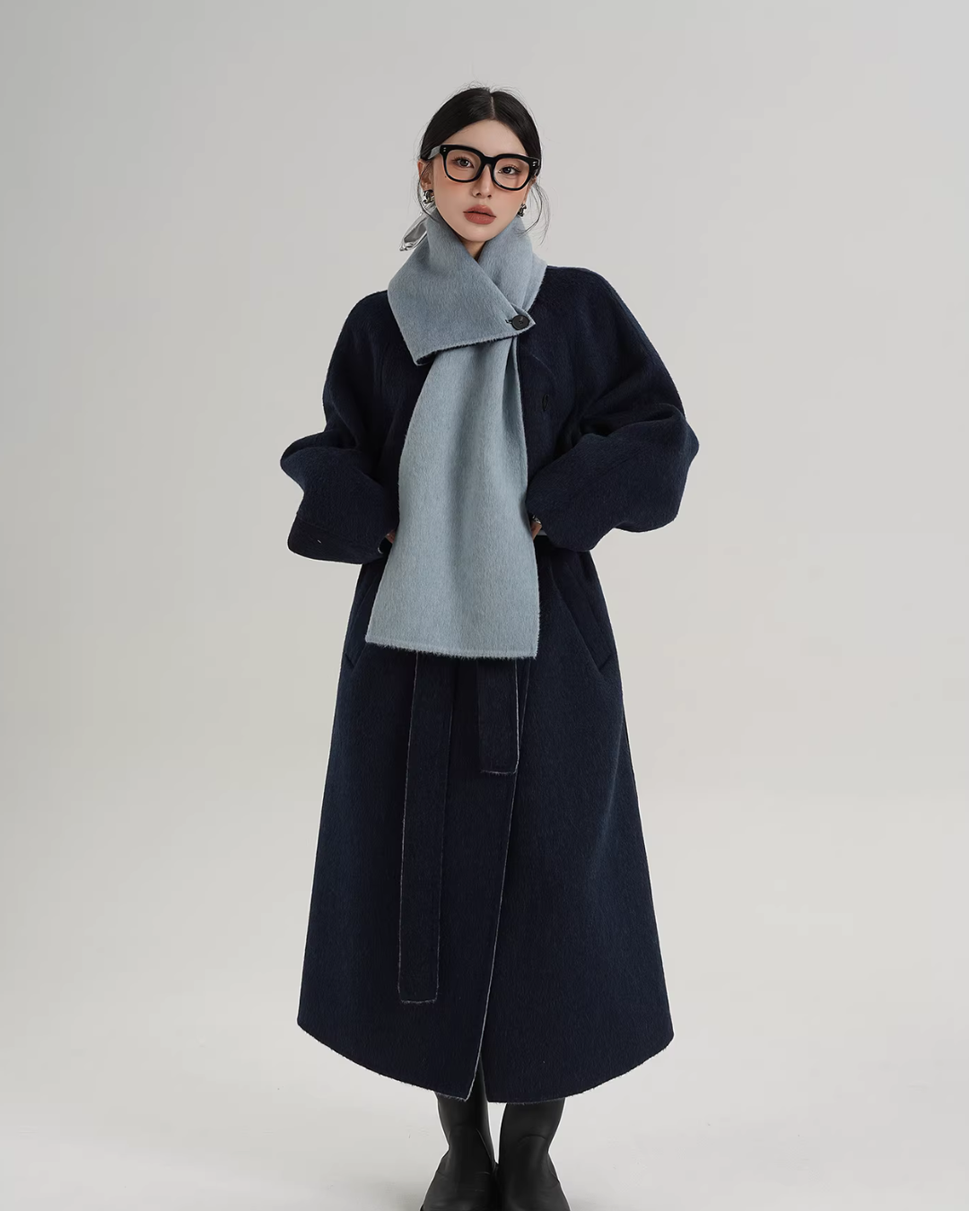 Scarf Design Long Wool Coat SRS0409