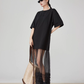 Black Patchwork Mesh T-Shirt Dress FER0055