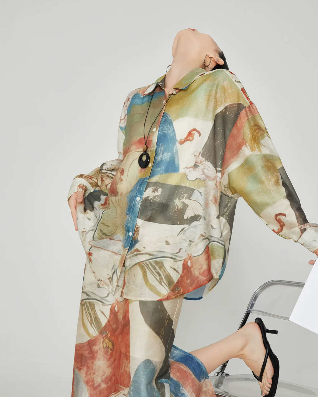 Colorful Art Print Lshirt / Long Skirt FER0359