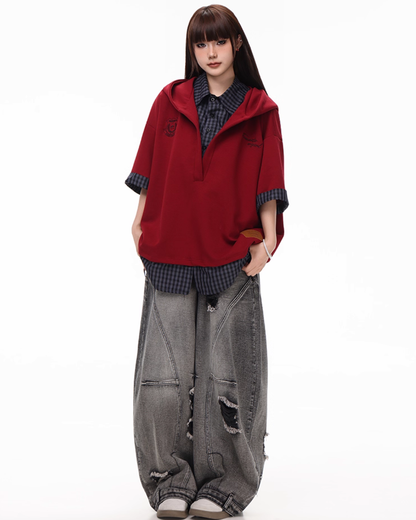 Vintage Washed Loose Wide Jeans FEC0001