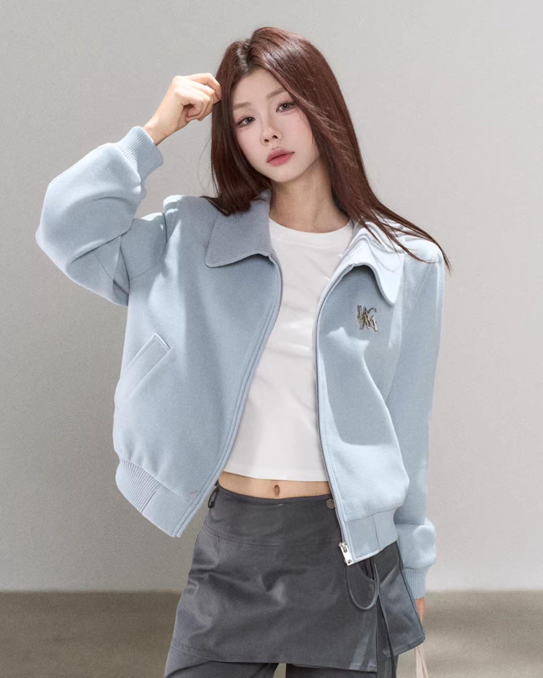 Casual Loose Short Jacket/Crew Neck Short-Sleeve T-Shirt WDB0028
