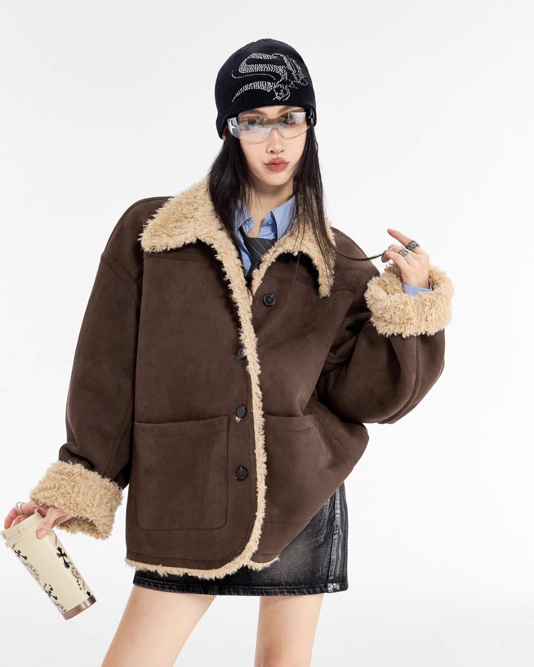 Stand Collar Mouton Coat ICM0106