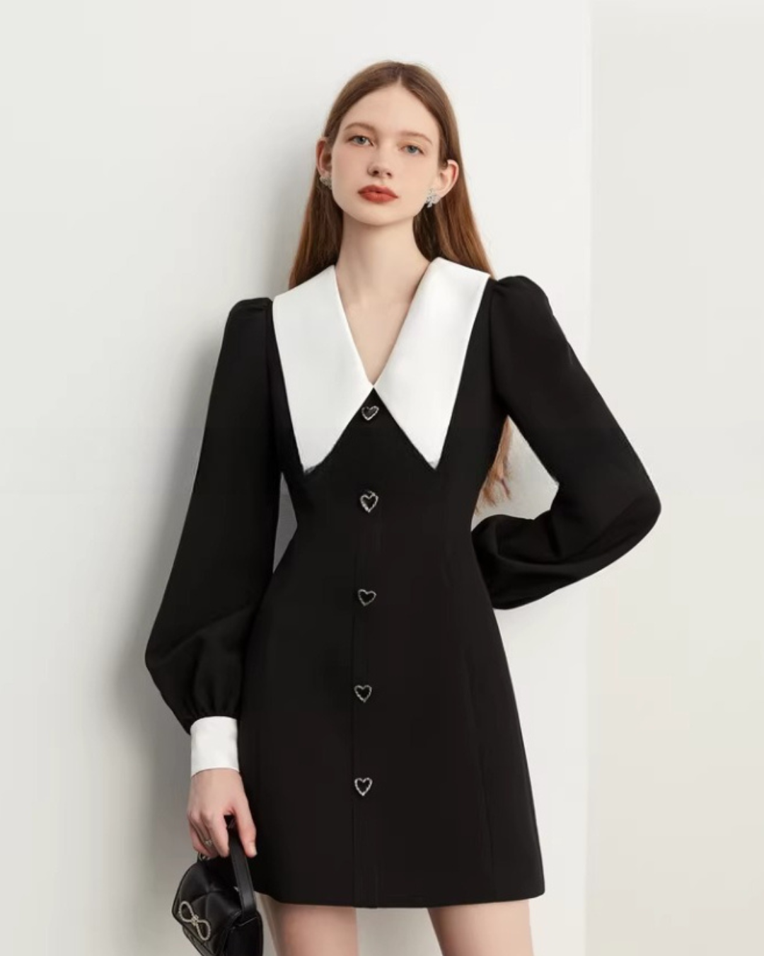 Big Collar Heart Button Dress DPY0072