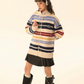 Retro Turtleneck Border Cardigan EZK0002