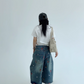 Heart Embroidery Design Wide Denim Pants YLS0851