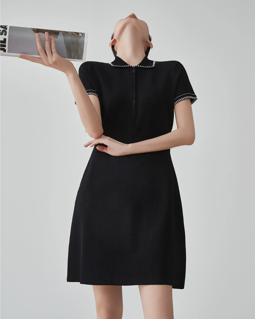 Blanket Stitch Half-Zip Polo Dress FER0201
