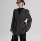 Collarless Wool Coat with Choker SRS0393