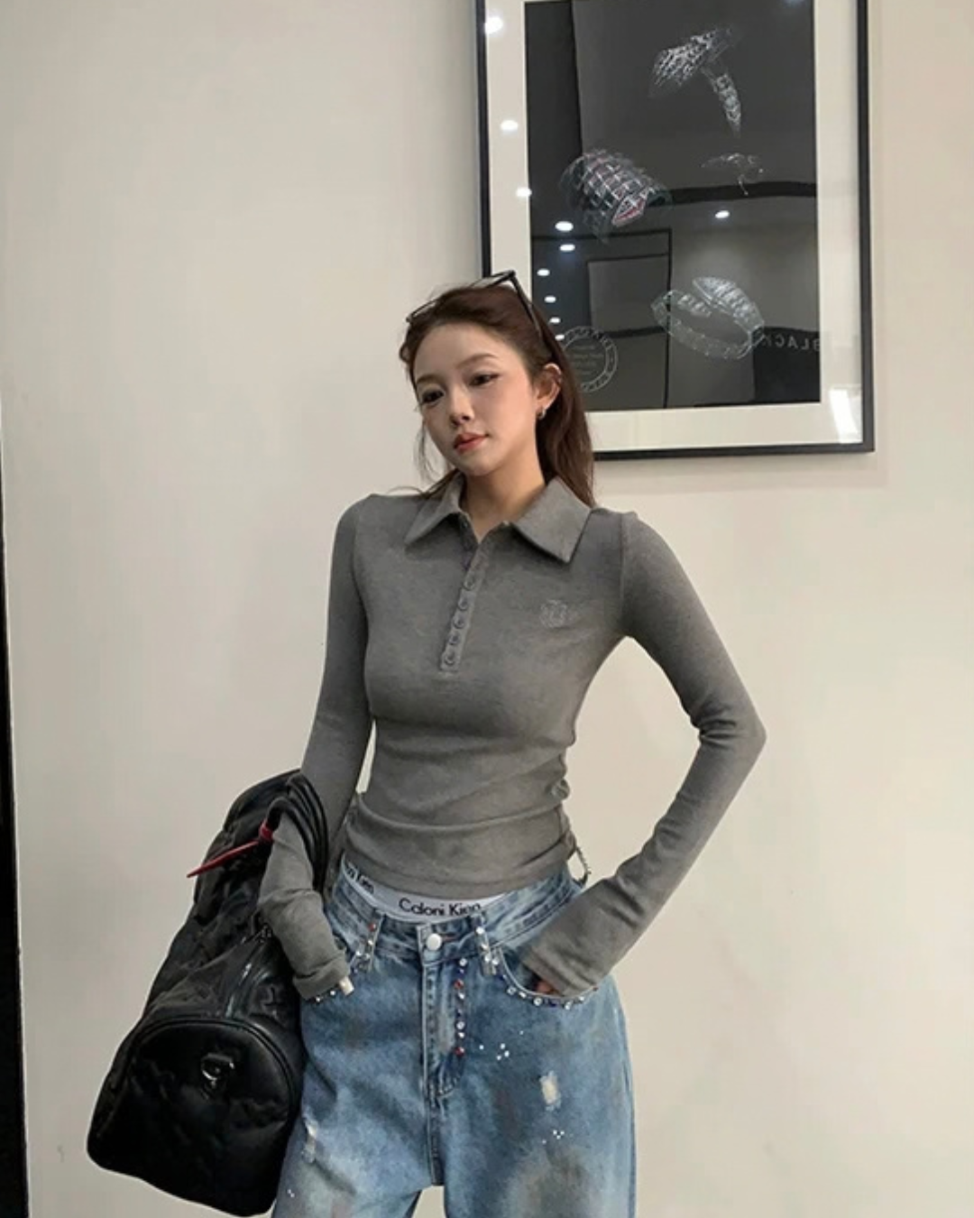Half-Button Slim Top YLS1052