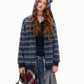 Striped Cat Ear Hoodie / Layered-Style Design Shirt ASG0076