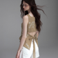 Back Open Floral Embroidery Top USY0002