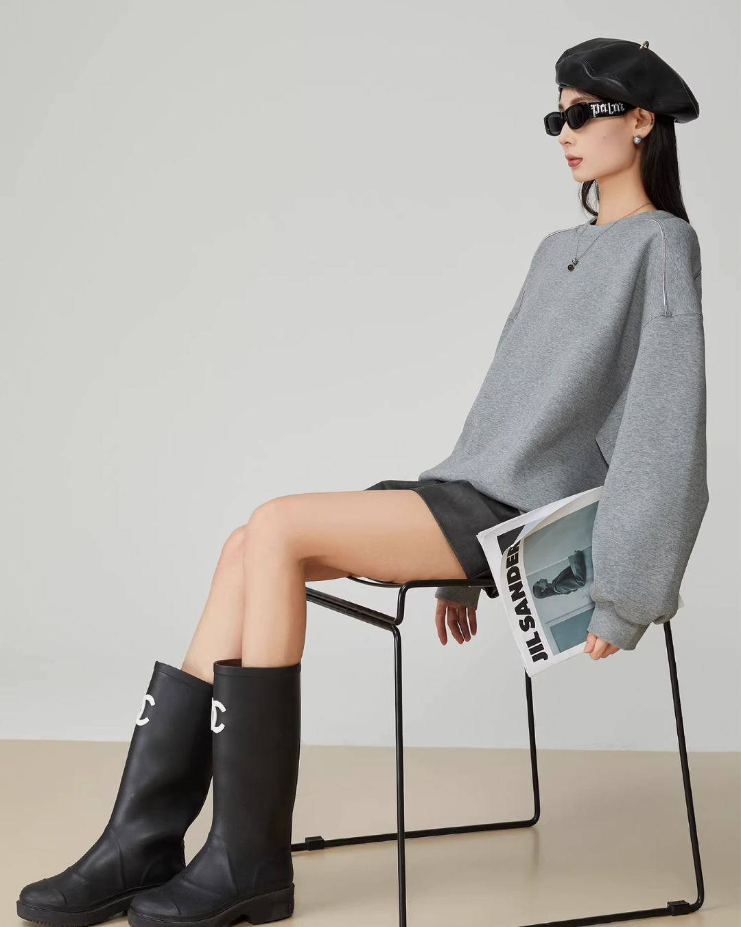 Back Print Crew Neck Pullover Top FER0054