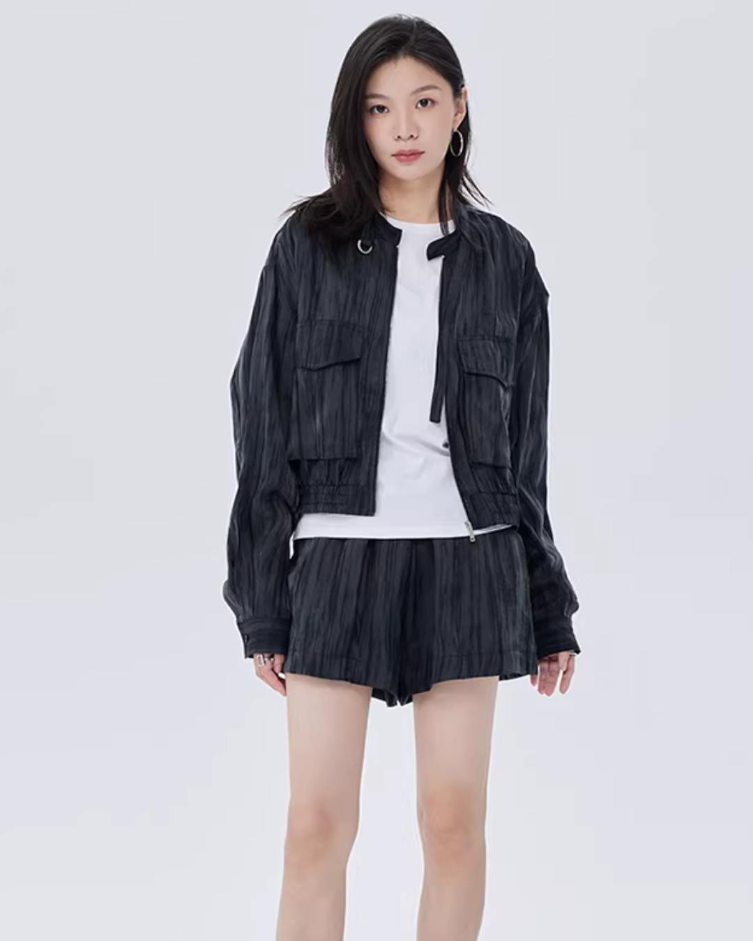 Round Neck Zip-Up Short Jacket SHN0022