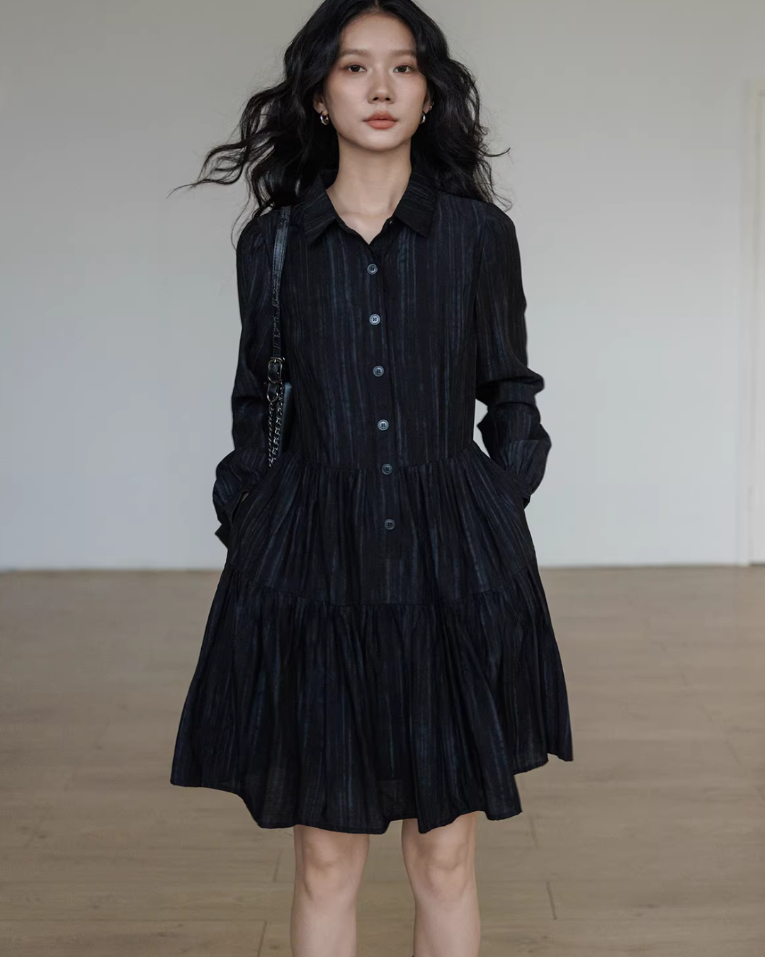 Polo Collar Long-Sleeve Dress VAS0190
