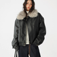 Fur Collar Leather Jacket ACS0347