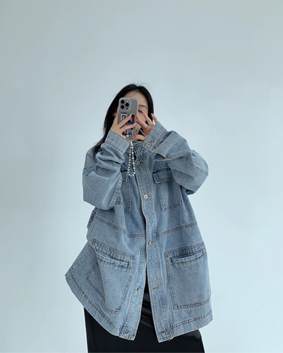 Stand Collar Loose Denim Jacket YLS0980