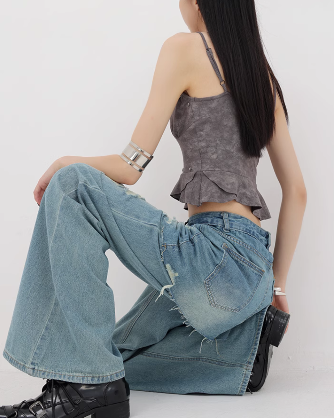 Faux Skirt Denim Pants KNH0012