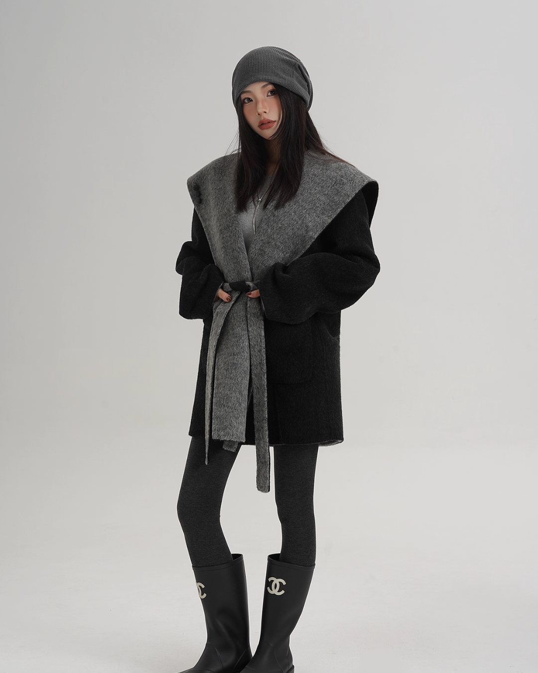 Drop Shoulder Mid Length Coat SRS0388