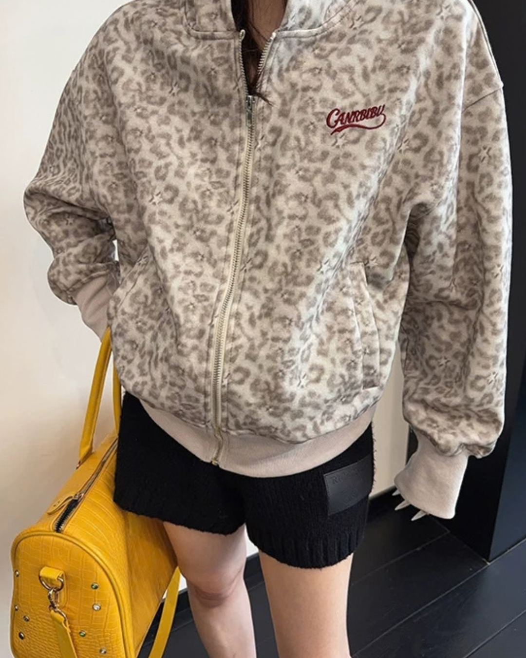Leopard Print Zip Hoodie YLS1048