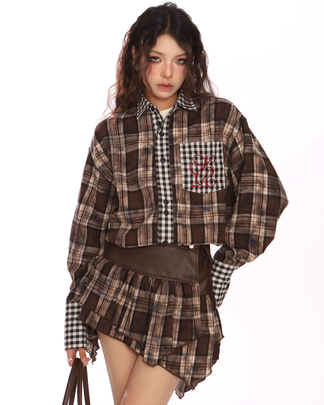 Paid × Gingham Check Shirt / Tiered Mini Skirt BGS0047